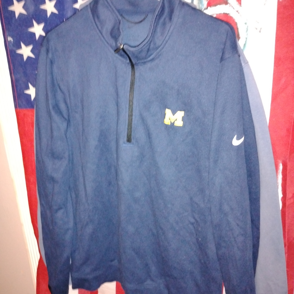 Nike Navy Quarter-Zip Pullover with Yellow M Logo